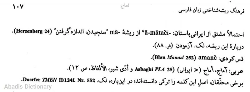 اماج - معنی در دیکشنری آبادیس