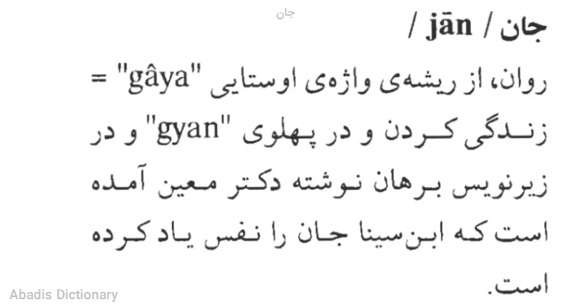 جان - معنی در دیکشنری آبادیس