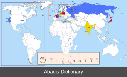 عکس فهرست عنصرهای شیمیایی برپایه نام مکان ها
