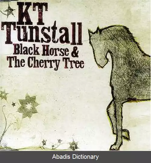 عکس اسب سیاه و درخت گیلاس