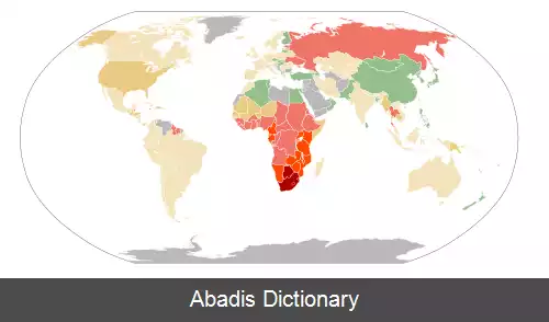 عکس فهرست کشورها بر پایه میزان شیوع اچ آی وی/ایدز در بزرگسالان