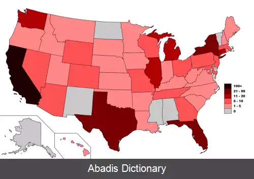 عکس فهرست ایالت های ایالات متحده آمریکا بر پایه تعداد میلیاردرها