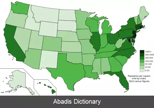 عکس فهرست ایالت ها و قلمروهای ایالات متحده بر پایه تراکم جمعیت