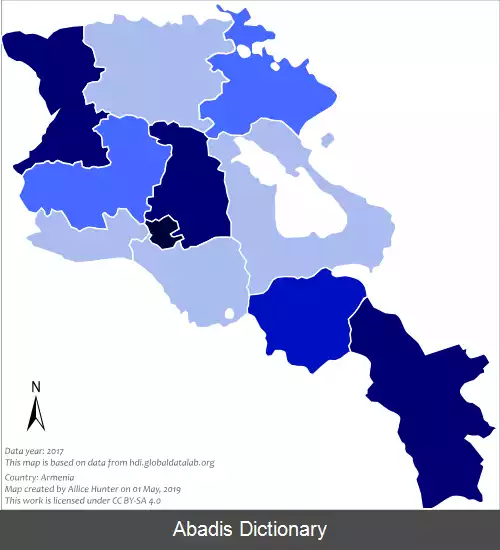 عکس فهرست استان های ارمنستان بر پایه شاخص توسعه انسانی