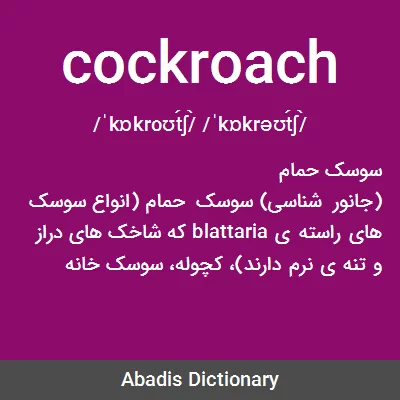 عصري خلط اسم مبدئي  cockroach - معنی در دیکشنری آبادیس
