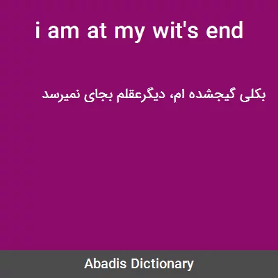 i am at my wit's end - معنی تخصصی در دیکشنری آبادیس